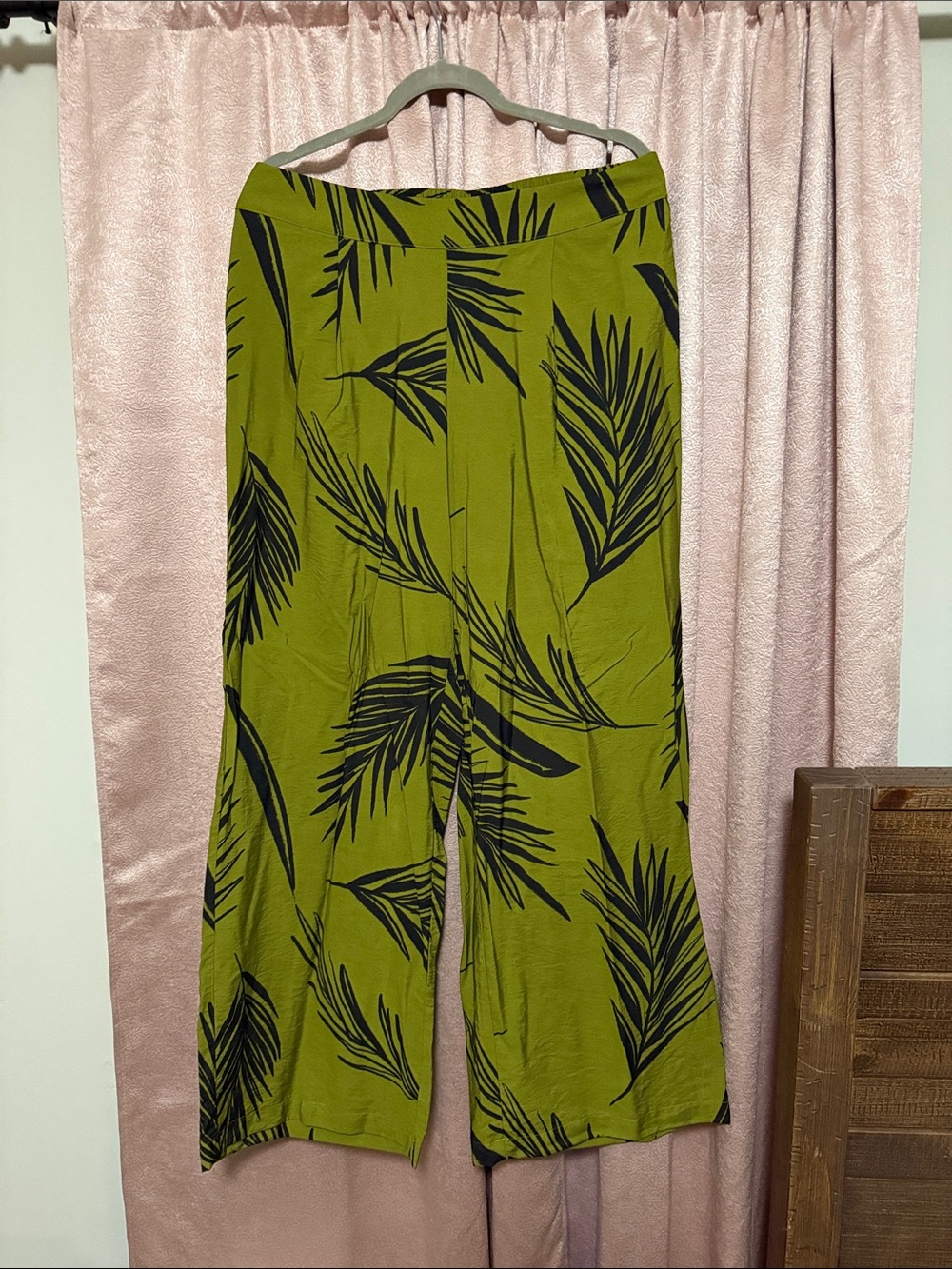 a new day Olive Green Wide-Leg Palm Print Pants